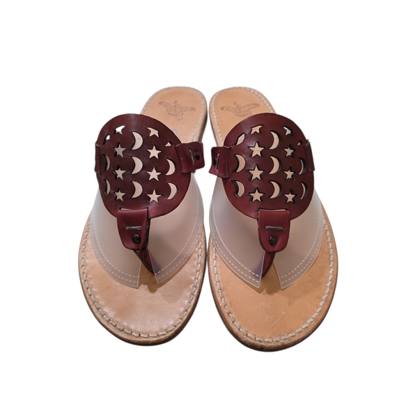 Freebird by Steven Shoes - Freebird Vallarta Leather Thong Sandals 11 Red Moon Stars Cutouts Flip-flops